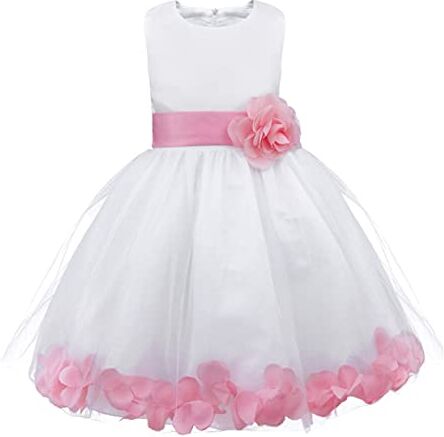 iEFiEL Vestito da Ragazza Principessa Abito da Sera Bambine Abiti da Sposa Damigella d'Onore Bambina Chiffon Senza Maniche Elegante Fiore Cerimonia 2-14 Anni Rosa A 8 Anni