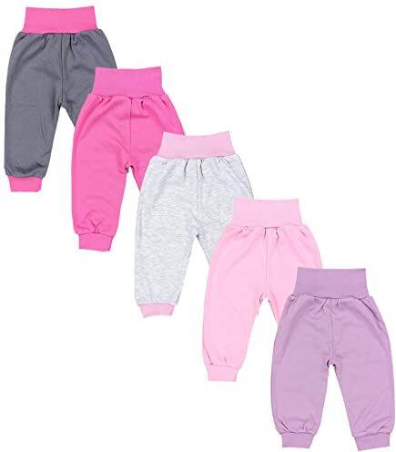 TupTam Pantaloni da Neonato, Confezione da 5 pz., Rosa/Grigio/Grafite/Rosa/Viola, 56