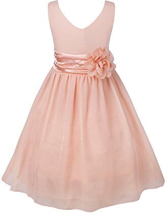 iEFiEL Vestito da Ragazza Principessa Abito da Sera Bambine Abiti da Sposa Damigella d'Onore Bambina Chiffon Senza Maniche Elegante Fiore Cerimonia 2-14 Anni Rosa Corallo 8 Anni