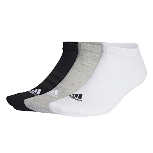 Adidas Cushioned Sportswear 3 Pairs Calzini Invisible/Sneaker, Medium Grey Heather/White/Black, S
