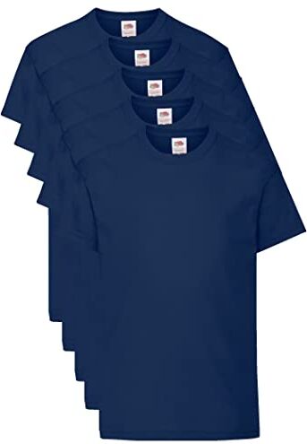 Fruit of the Loom T Originale Shirt, Blu Navy, 7-8 Anni (Pacco da 5) Unisex-Bambini e Ragazzi