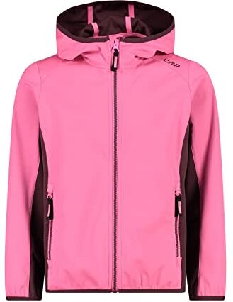 CMP Giacca in light softshell da bambini con cappuccio fisso, Pink Fluo-Plum, 110