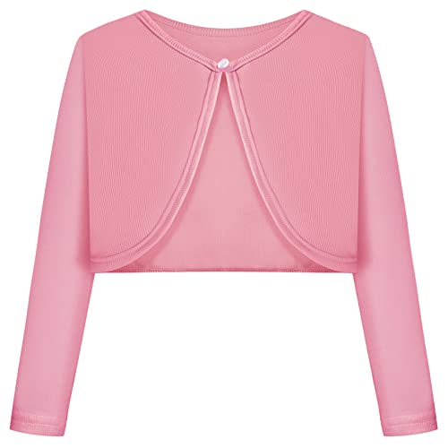 BONNY BILLY Cardigan Bambina Elegante Corto Cotone Bolero Coprispalle Ragazza Manica Lunga 8-9 Anni Rosa Chiaro