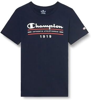 Champion Legacy Graphic Shop B Authentic S/S Crewneck T-Shirt, Blu Marino, 9-10 Anni Bambini e Ragazzi SS24