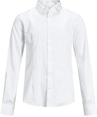 Jack & Jones S JPRPARMA Shirt L/S JR STS Camicia, Bianco (White White), 140 cm Bambini e Ragazzi