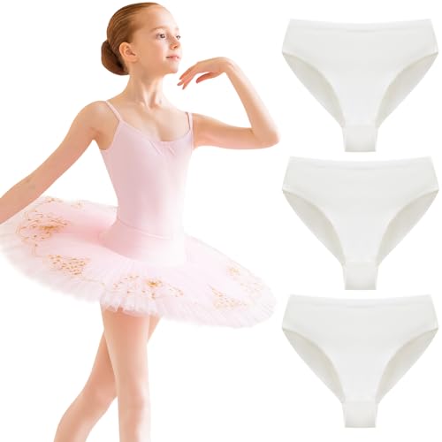 Domee Mutande Balletto Intimo Cotone Slips Danza Bambina Pacco da 3 Bianco 12-14 Anni (Taglia Produttore 160)