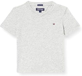 Tommy Hilfiger Boys Basic VN Knit S/S  Top in Maglia a Maniche Corte, Grigio (Grey Heather), 122 Bambini e Ragazzi