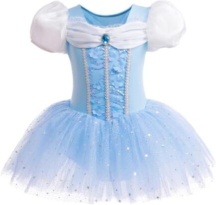 Lito Angels Principessa Cenerentola Tutu Ballerina Costume per Bambina, Vestito dal Balletto Danza Classica, Taglia 7-8 anni (Etichetta in Tessuto 140)