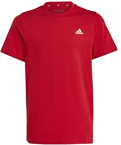 Adidas Essentials Small Logo Cotton Tee Maglietta, Better Scarlet/White, 11-12 Years Unisex Kids