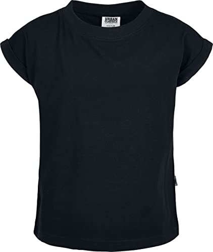 Urban Classics Girls Organic Extended Shoulder Tee T-Shirt, Nero, 110 cm-116 cm Bambine e Ragazze