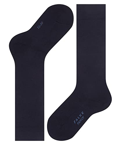 Falke Family K KH cotone sostenibile al ginocchio tinta unita 1 paio, Calzini lunghi Unisex Bambini, Blu (Dark Marine 6170) nuovo ecologico, 23-26