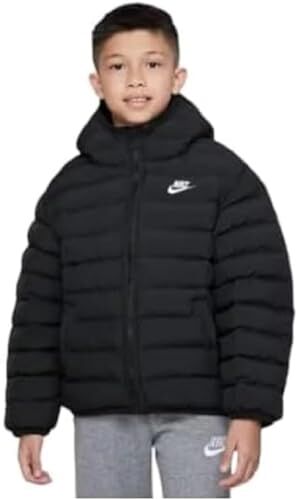 Nike K NSW LOW SYNFL HD JKT Giacca Unisex Bambino BLACK/BLACK/WHITE Taglia M