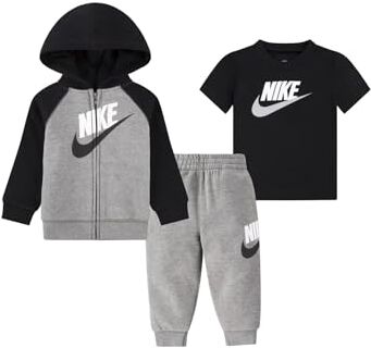 Nike -SET COMPOSTO DA FELPA T-SHIRT E PANTALONE -FELPA CON CAPPUCCIO E ZIP -T-SHIRT MEZZA MANICA -PANTALONE CON GIROVITA ELASTICO -PANTALONE CON ORLI A COSTE -REGULAR FIT nero NERO/GRIGIO/BIANCO GEH 2