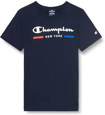 Champion Legacy Graphic Shop B New York S/S Crewneck T-Shirt, Blu Marino, 15-16 Anni Bambini e Ragazzi SS24