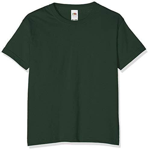 Fruit of the Loom T-Shirt Bambino, Verde (Bottle Green), 5-6 Anni (Manufacturer Size:26)