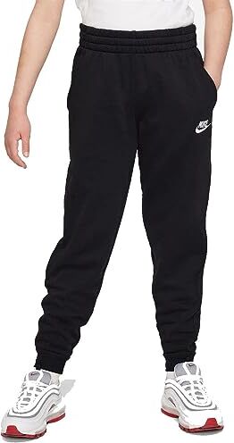 Nike Club FLC Hbr Pantaloni Track, Nero/Bianco, 7-8 Anni Unisex-Bambini