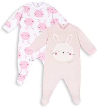 Chicco Set Tutine In Cotone con piedino, Tutina Unisex 0-24, Rosa, 0-3 mesi (pacco da 2)