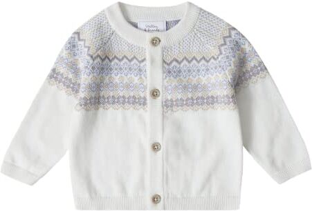 Stellou & friends Cardigan in 100% cotone con motivo norvegese, Porpora bianco , 98/104 cm