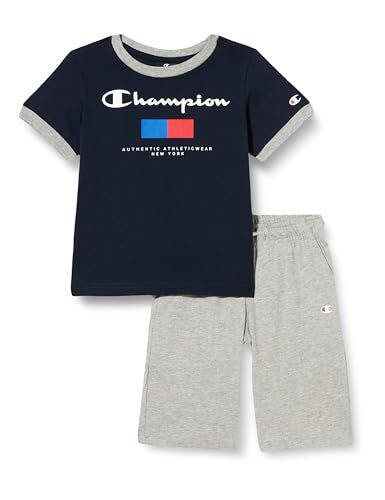 Champion Legacy Graphic Shop B New York Crewneck T-shirt & Shorts Completo, Blu Marino/Grigio Melange Chiaro, 5-6 anni Bambini e ragazzi SS24