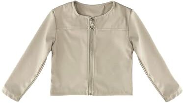 JOPHY & CO. Giacchetta Coprispalle Bambina Ecopelle a Maniche Lunghe (cod. ) (12 Anni, Beige Zip)