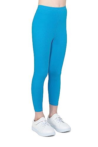 infatti Leggings in Cotone per Bambina, Pantaloni Morbidi e Comodi per Bambini, Allenamento Casual, Stile Elegante, Abbigliamento Basic Zoe, Turchese 158 cm (13 Anni)