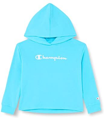 Champion Legacy American Classics-Powerblend Logo Felpa con Cappuccio, Celeste, 13-14 Anni Bambina