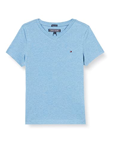 Tommy Hilfiger T-shirt Maniche Corte Bambino Scollo a V, Blu (Dark Allure Heather), 14 Anni