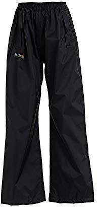 Regatta Tuta Tecnica e compatta Junior Pack-it Overtrousers Tuta Tecnica e compatta Junior Pack-IT Unisex Bambino, Unisex Bambini, RKW110, Nero, XS (Taglia del Produttore: 2)