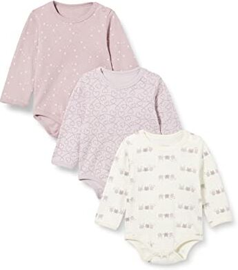 Care Body LS AOP (3-pack), Body Manica Lunga Bimba 0-24, Rosa Sea Fog (603), 0-1 mesi