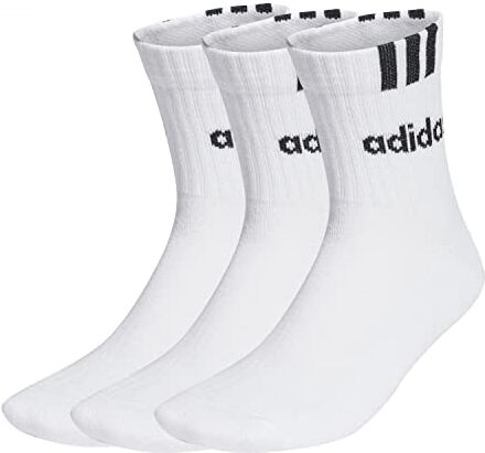 Adidas , Set Di 3 Paia Di Calzini Lineari 3-Stripes, Calzini, Bianco Nero, Xs, Unisex-Adult