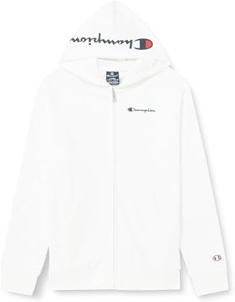 Champion Legacy Icons B Ultralight Powerblend Terry Full-Zip Felpa con Cappuccio, Bianco, 13-14 Anni Bambino SS24