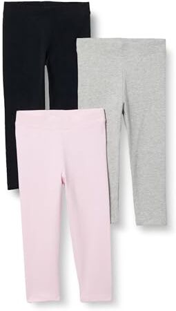 Amazon Essentials Leggings Bambine e Ragazze, Pacco da 3, Grigio Puntinato/Nero/Rosa Chiaro, 6-7 Anni