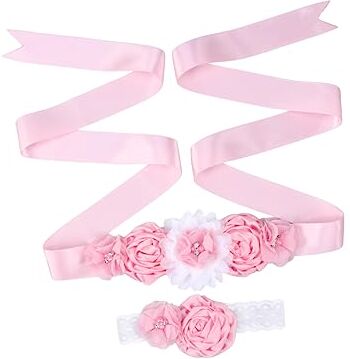 TENDYCOCO 2Pcs Damigella D'Onore Decorazione Della Parete Fiore Ragazza Fiore Nastro Rosa Strass Nastro Di Raso Fatti A Mano Elegante