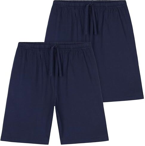 CityComfort Pantaloncini da Bambino, Set di Pantaloni Corti in Cotone, Vita Elasticizzata, 2 Tasche, Pacco da 2 (Navy/Navy, 13-14 Anni)