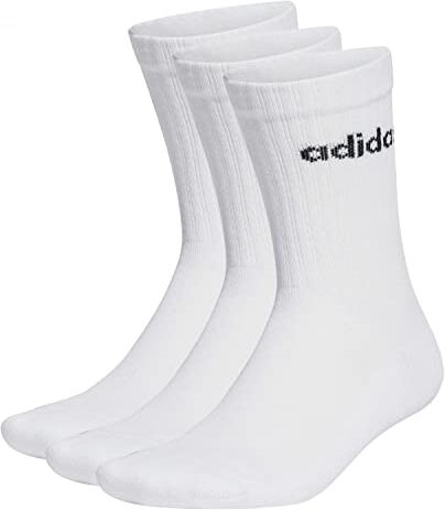 Adidas Linear Crew Cushioned 3 Pairs Calze Medie, White/Black, S