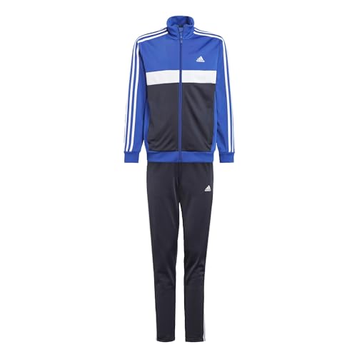 Adidas Essentials 3-stripes Tiberio Tracksuit Tuta, Semi Lucid Blue/White/Legend Ink/White, 7-8 anni Unisex Bambini e ragazzi