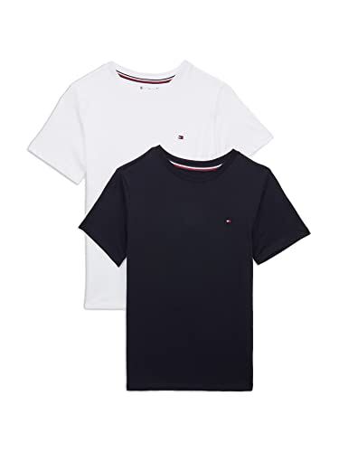 Tommy Hilfiger T-shirt Bambino Confezione da 2 Scollo Rotondo, Blu (Desert Sky/White), 12-14 Anni