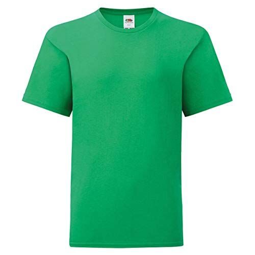 Fruit of the Loom T-Shirt Kids Iconic 150 T Maglietta, Kelly Green (Verde Prato), 9-11 Anni (Pacco da 1) (Altezza 128-140 cm) Bambini e Ragazzi, Bambine e Ragazze