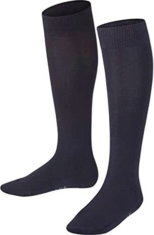 Falke Family K KH cotone sostenibile al ginocchio tinta unita 1 paio, Calzini lunghi Unisex Bambini, Blu (Dark Marine 6170) nuovo ecologico, 27-30