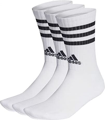 Adidas 3-stripes Cushioned Crew Socks 3 Pairs, Calzini Unisex Bambini e ragazzi, White/Black, XXL (Pacco da 3)