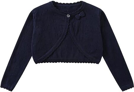 Yealoo Bambine Cardigan Bolero Maniche Lunghe Pizzo Girocollo Scrollata di Spalle Ragazze con Nodo di Prua