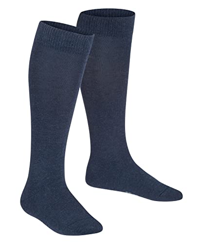 Falke Family K KH cotone sostenibile al ginocchio tinta unita 1 paio, Calzini lunghi Unisex Bambini, Blu (Navy Blue Melange 6490) nuovo ecologico, 31-34