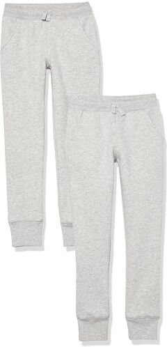 Amazon Essentials Joggers Bambine e Ragazze, Pacco da 2, Grigio Chiaro Puntinato, 8 Anni