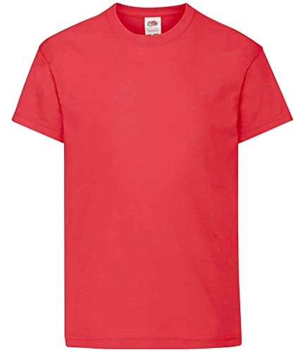 Fruit of the Loom T-Shirt Bambino, Rosso (Burgunderrot), 5-6 Anni (Manufacturer Size:26)