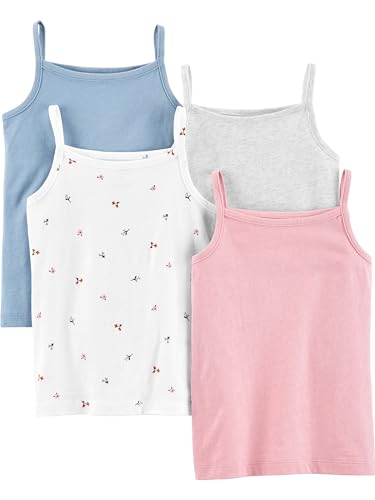 Simple Joys by Carter's Tank Tops, Pack of 4 Camicia, Rosa/Blu Puntinato, 4-5 Anni (Pacco da 4) Bambina