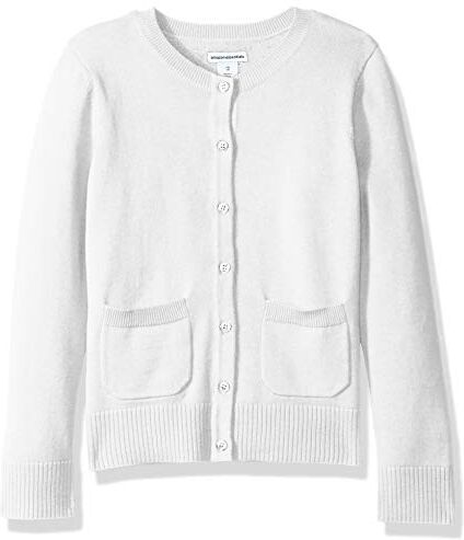 Amazon Essentials Cardigan Uniforme Aderente Bambine e Ragazze, Bianco, 4 Anni