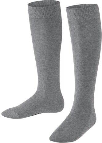 Falke Family K KH cotone sostenibile al ginocchio tinta unita 1 paio, Calzini lunghi Unisex Bambini, Grigio (Light Grey Melange 3390) nuovo ecologico, 31-34