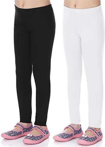 Merry Style Leggings Lunghi Bambina e Ragazza MS10-130(Nero/Bianco(2Pack), 158 cm)