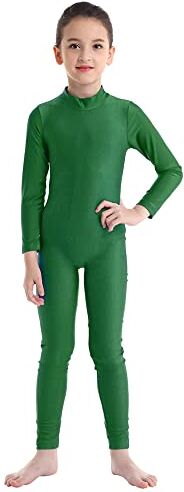 Freebily Body Ginnastica Artistica Bambina Maniche Lunghe Ballerina Vestito Danza Classica Balletto Tuta Sportiva Invernale Jumpsuit Pagliaccetto Tutine Dancewear Verde A 3-4 anni