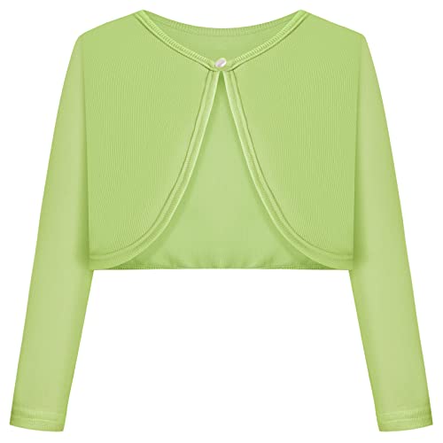 BONNY BILLY Cardigan Bambina Elegante Corto Cotone Bolero Coprispalle Ragazza Manica Lunga 7-8 Anni Verde